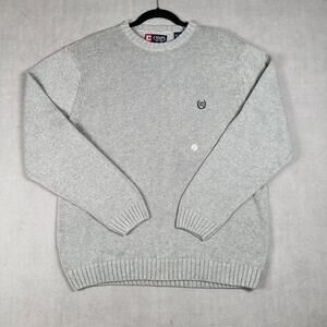 NWT Mens Chaps Cotton Crewneck Pullover Sweater in Grey Size Large PLS READ